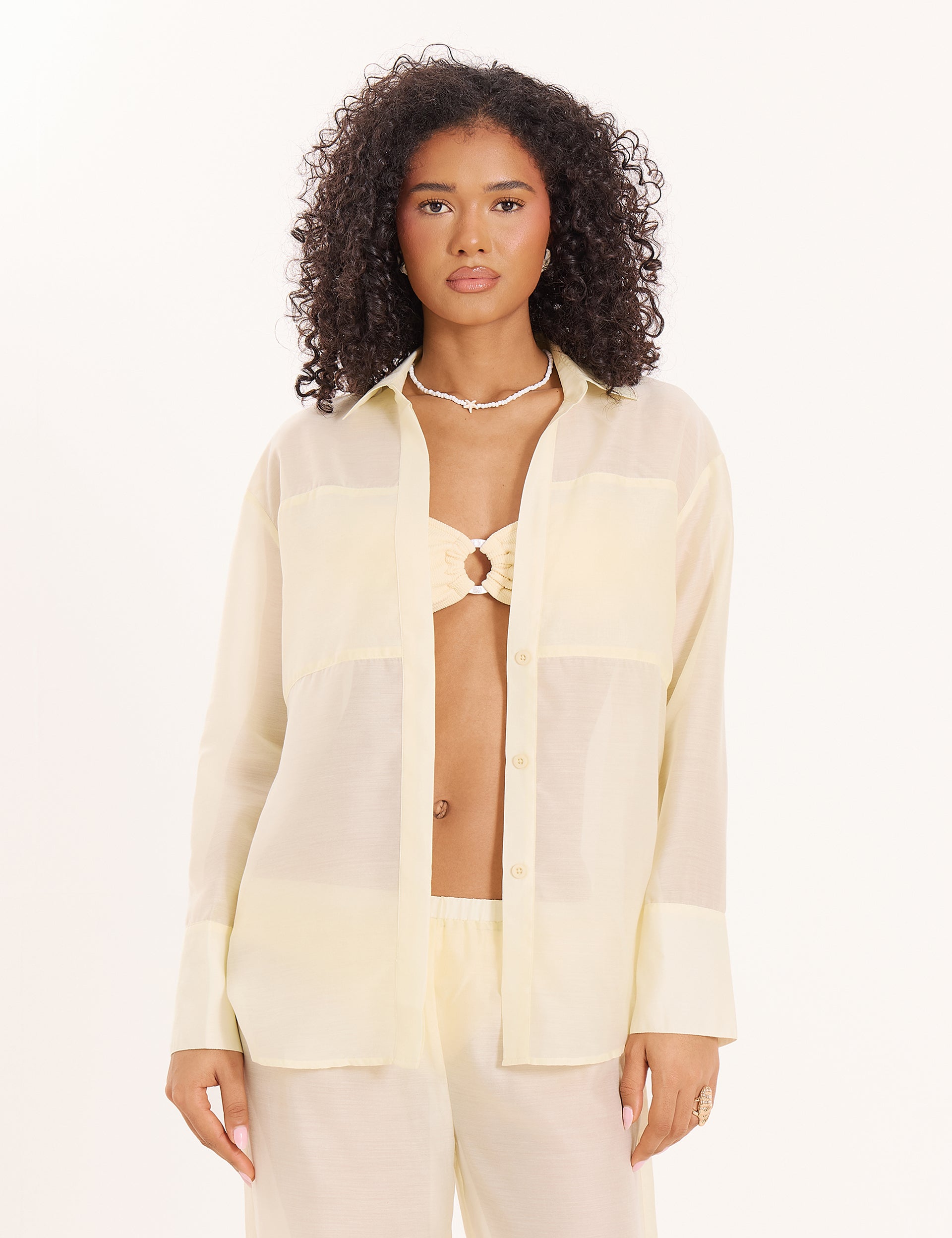 Lemon Semi Sheer Longline Shirt